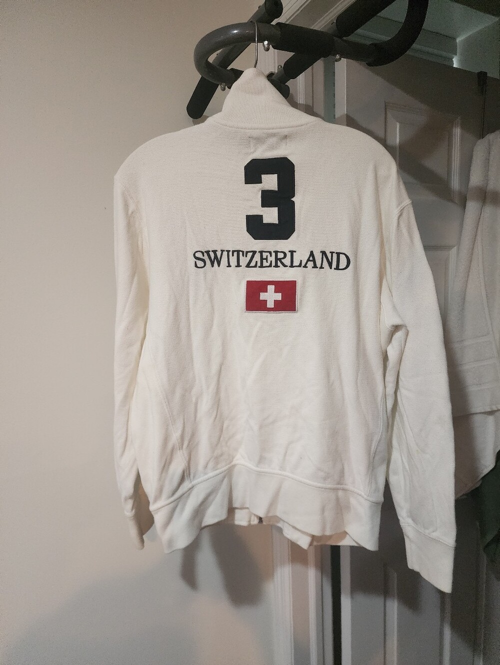 Ralph Lauren White Switzerland Polo Zip-Up Jacket with Black Logo